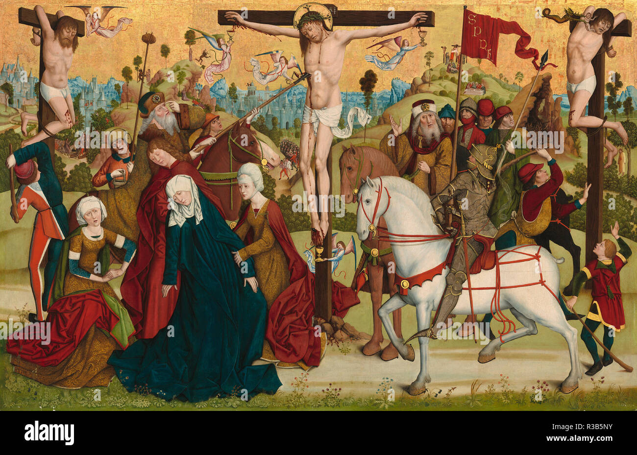 Kalvarienberg. Vom: C. 1470/1480. Maße: Gesamt: 199.5 cm (51 x 78 x 9/16 129.5 in.). Medium: Öl auf. Museum: Nationalgalerie, Washington DC. Thema: Der Tod des Heiligen Nikolaus in Münster. Stockfoto