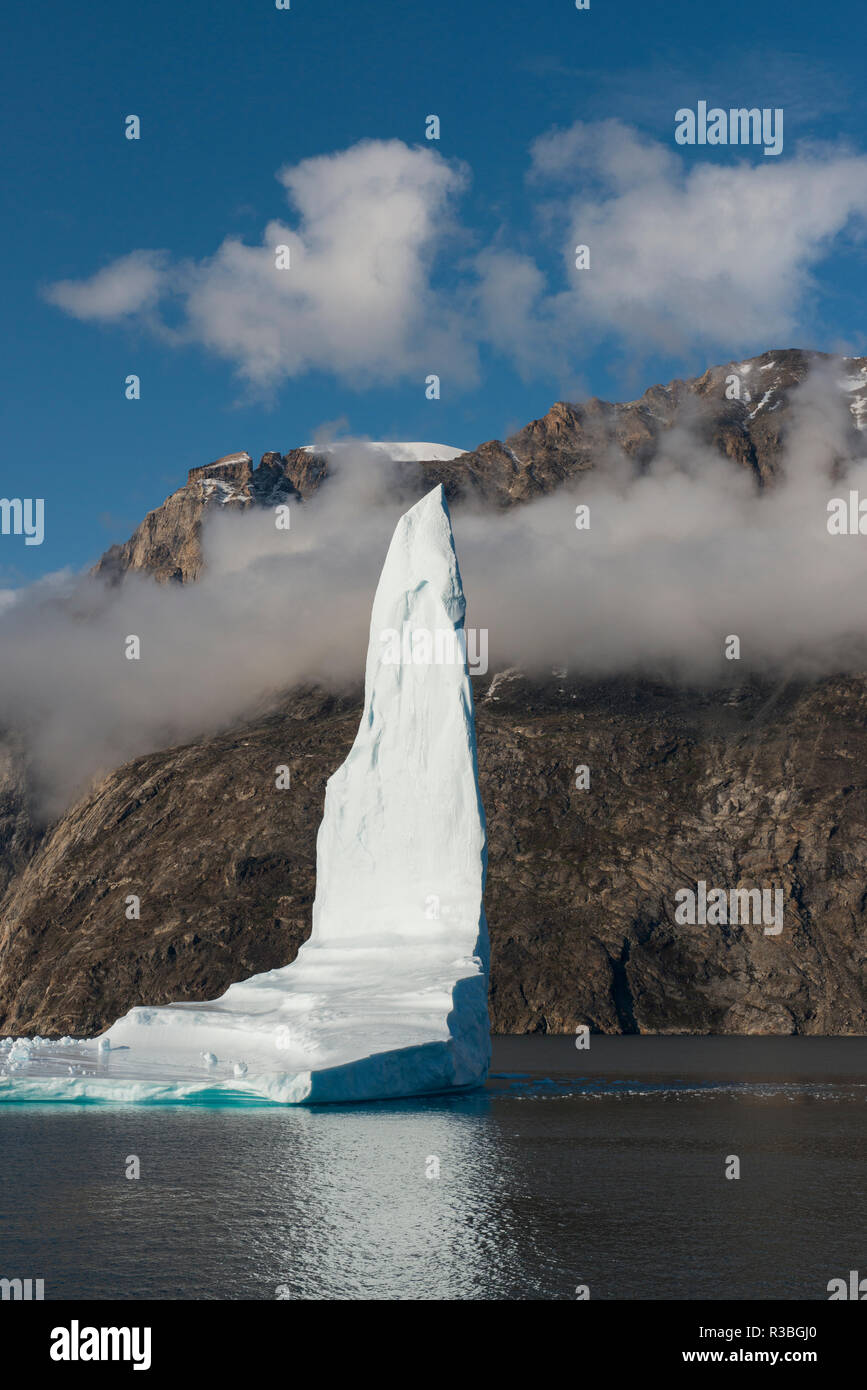 Grönland, Scoresbysund, aka Scoresby Sund, nordvestfjord. Große wies Eisberg Bildung in robuste vor der grönländischen Küste. Stockfoto