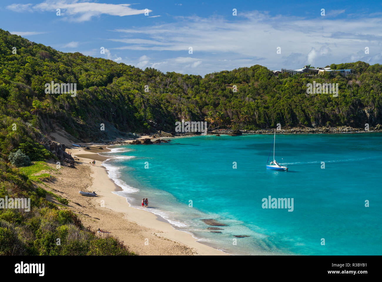 Französische Antillen, St-Barthelemy. Colombier, Anse de Colombier Bucht und Strand Stockfoto