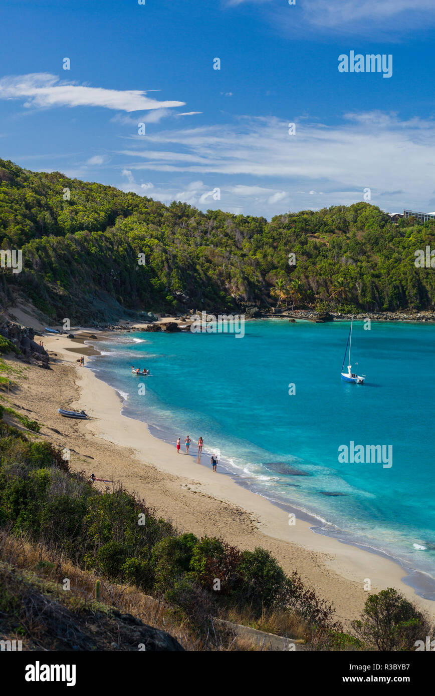 Französische Antillen, St-Barthelemy. Colombier, Anse de Colombier Bucht und Strand Stockfoto