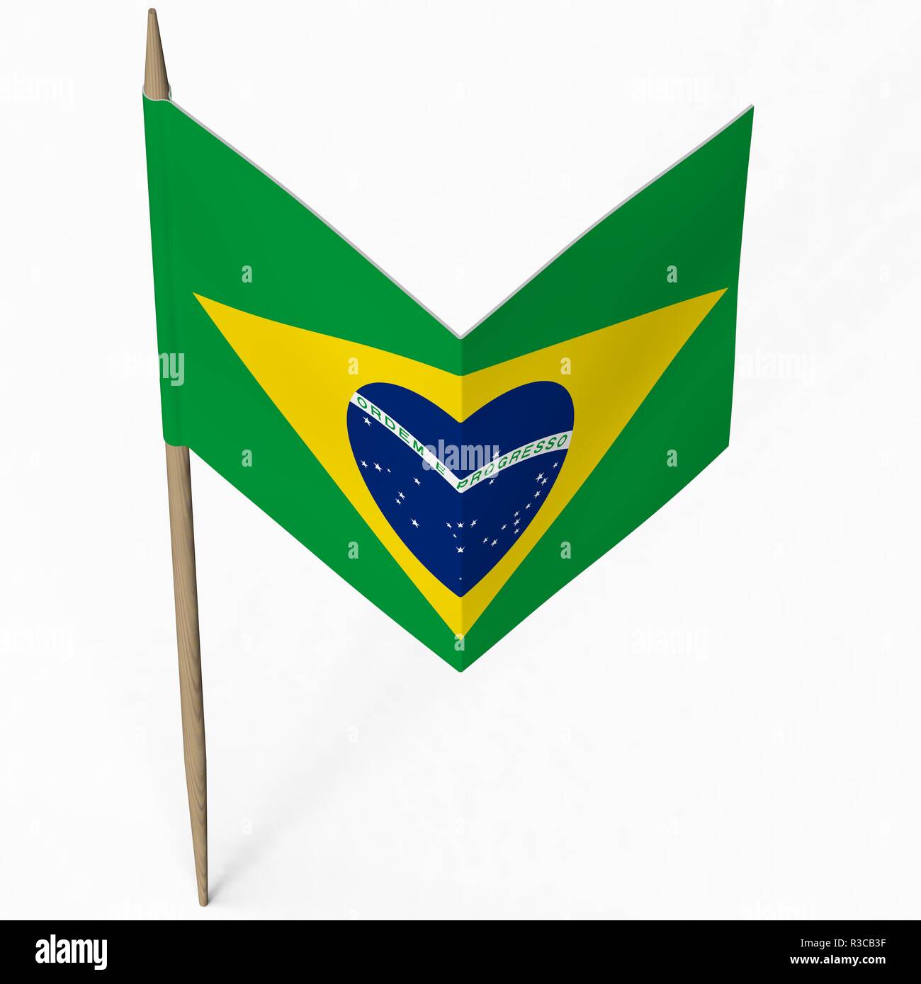 Papier Flagge von Brasilien formen Herzen Stockfoto