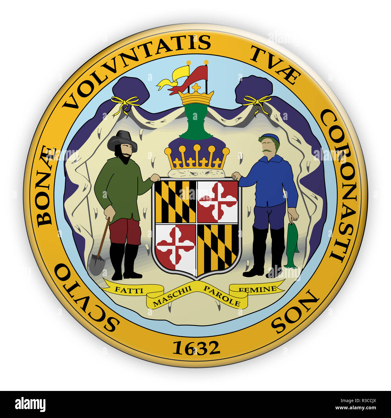 Abzeichen US-Staat Maryland Dichtung, 3D-Darstellung Stockfoto