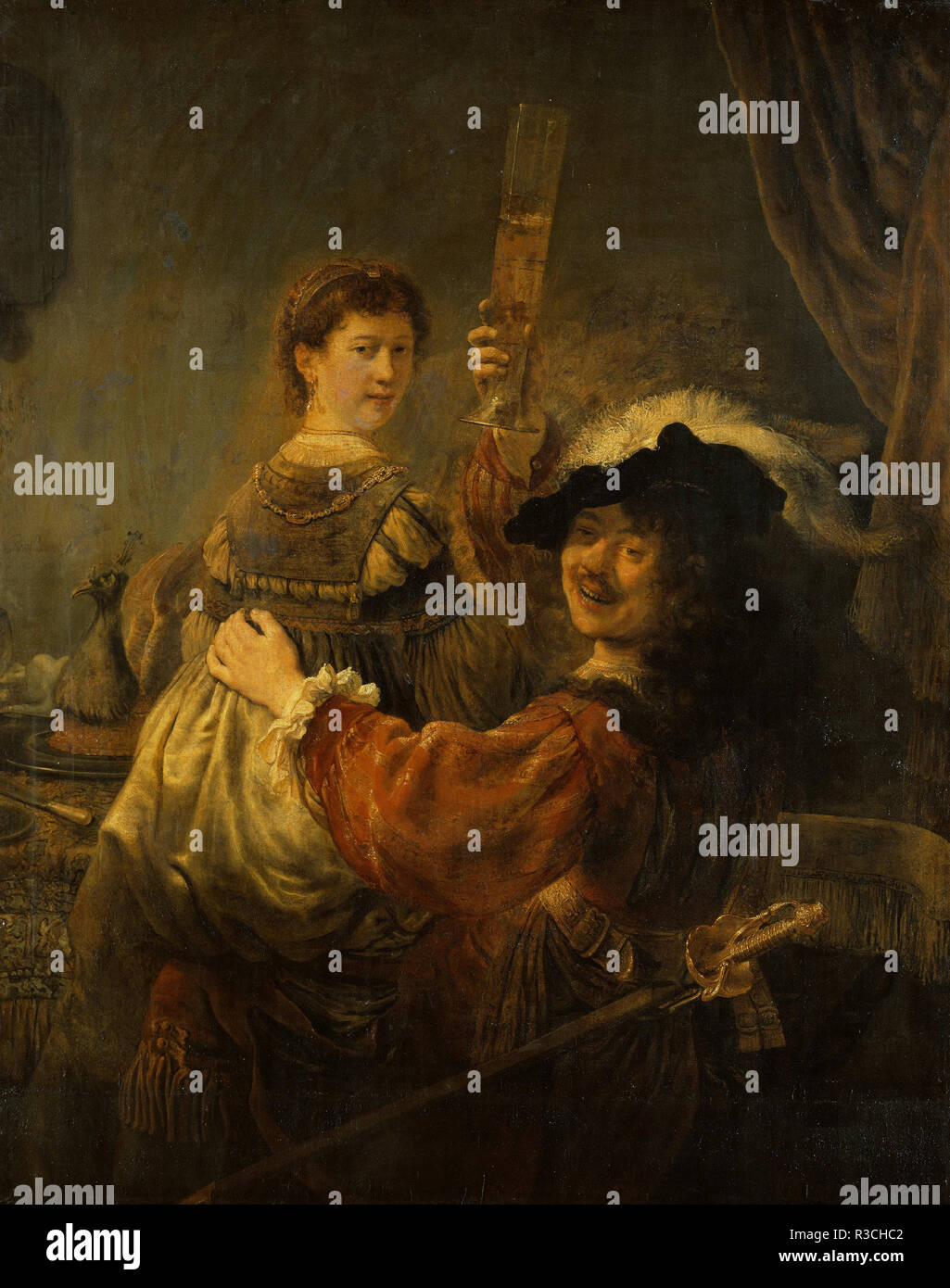 Rembrandt und Saskia in der Parabel vom Verlorenen Sohn. Datum/Zeit: Ca. 1635. Malerei. Öl auf Leinwand. Höhe: 1.610 mm (63.38 in); Breite: 1310 mm (51.57 in). Stockfoto