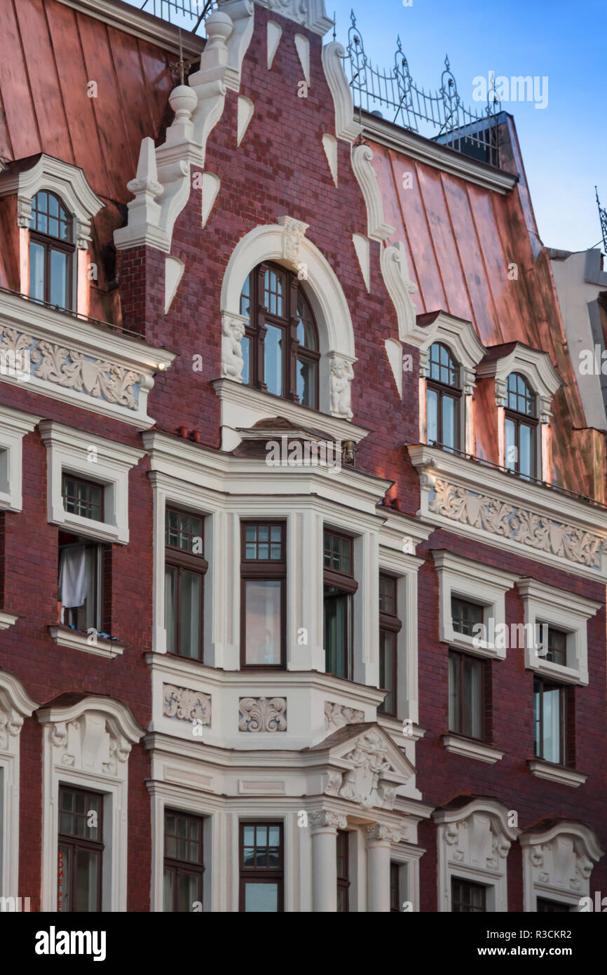 Jugendstil in der Architektur des frühen zwanzigsten Jahrhunderts in Riga, Lettland Stockfoto