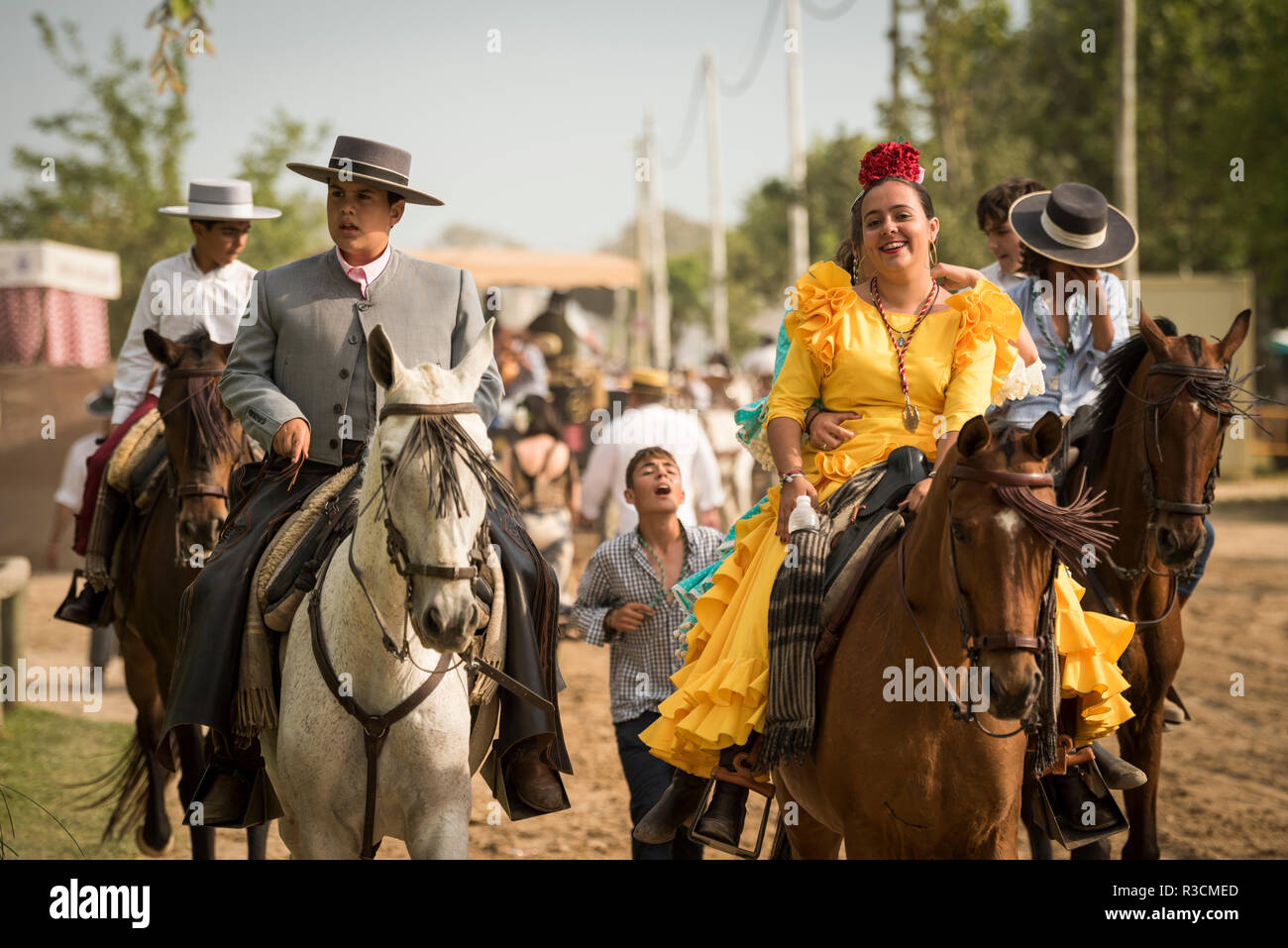 Pilgerfahrt von El Rocio, Huelva, Andalusien, Spanien Stockfoto