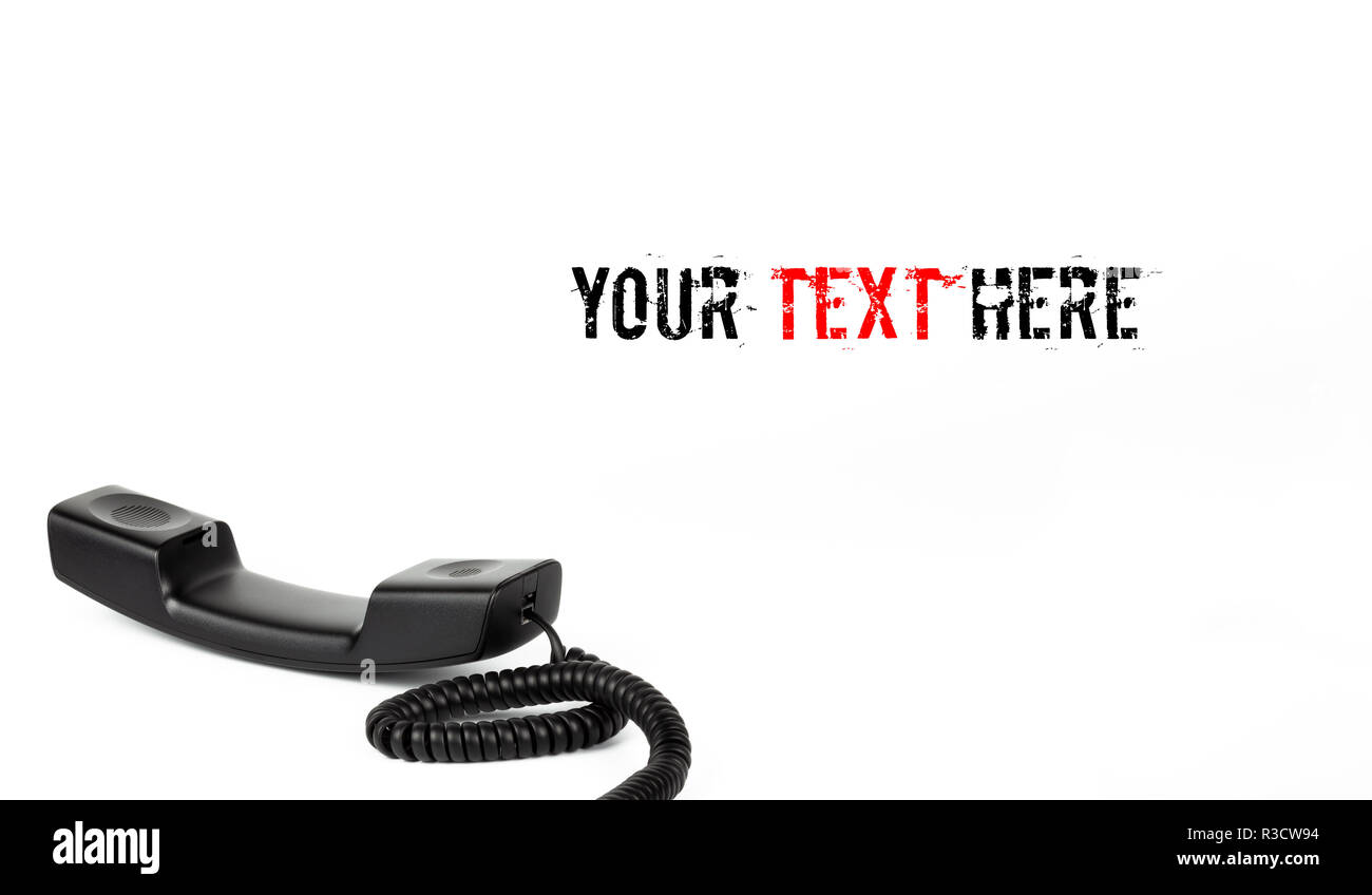 Hörer mit einem Twisted-pair Kabel auf einem weißen Hintergrund. Konzept der Call Center, Kundendienst, retten. Für Ihren Text. Stockfoto
