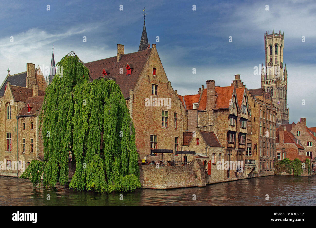 Am rozenhoedkaai in Brügge (Flandern) Stockfoto