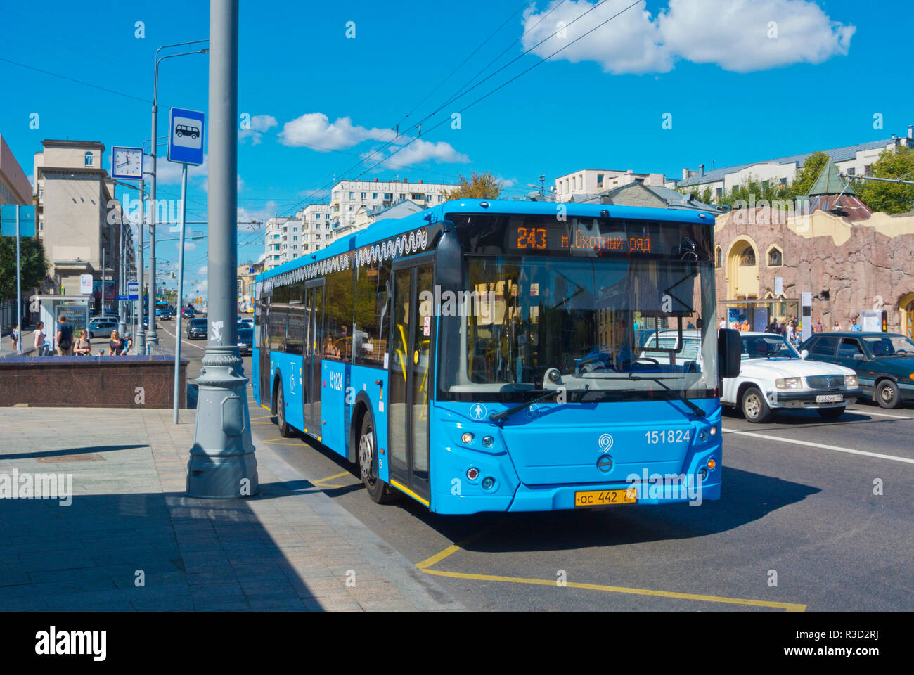 Öffentliche Verkehrsmittel Bus, Linie 243, Moskau, Russland Stockfoto