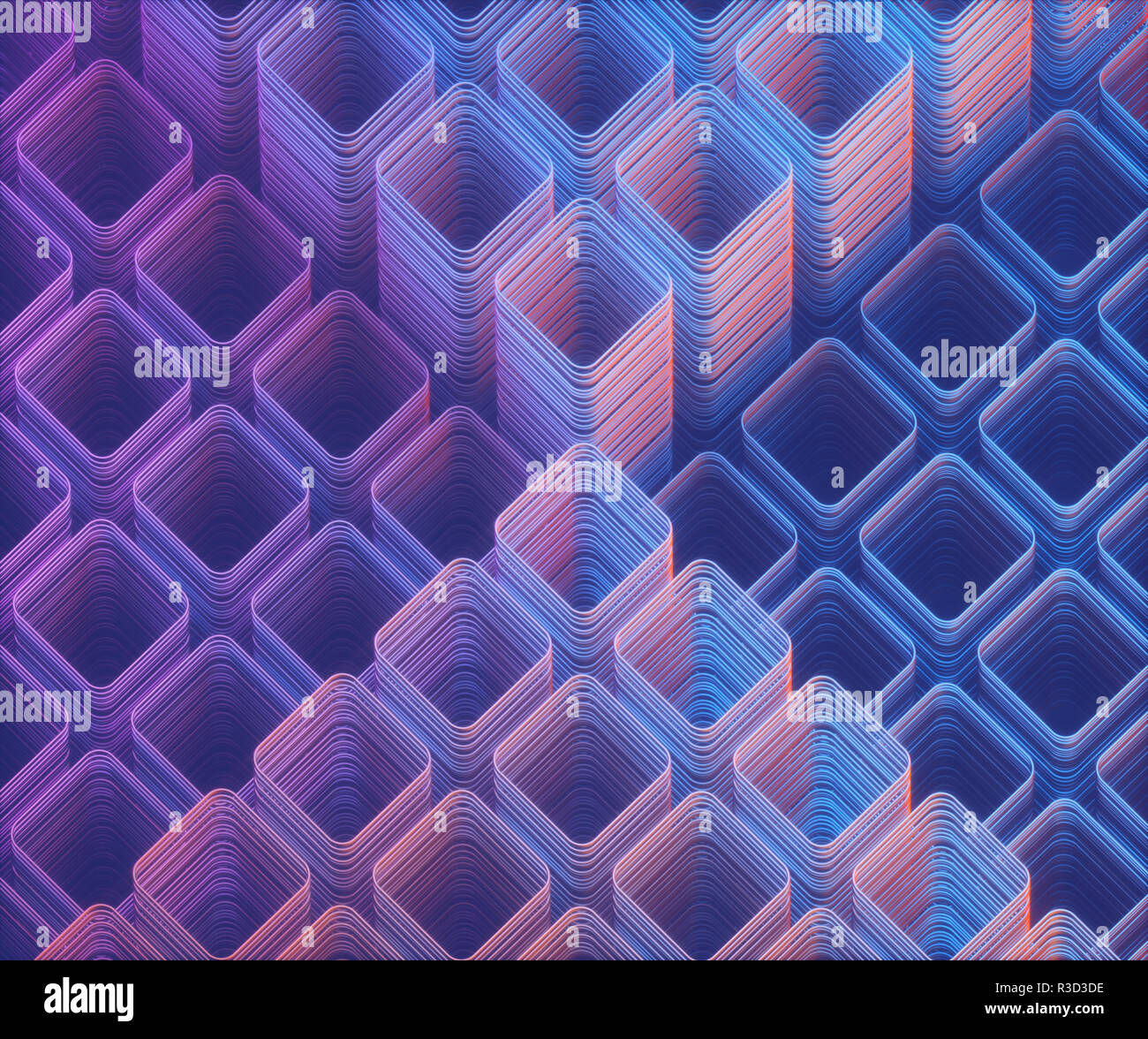 3D-Darstellung. Künstlerische abstrakte röhrenförmigen Struktur. Bild mit hellen und bunten Schatten. Stockfoto