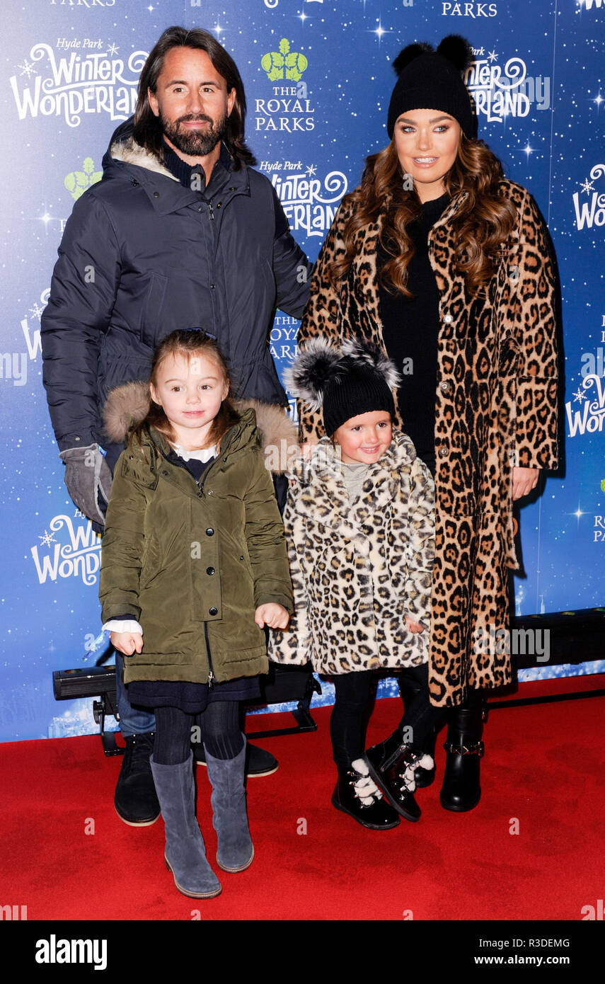 Foto muss Gutgeschrieben © Alpha Presse 080011 21/11/2018 Jay Rutland und Tamara Ecclestone und Tochter Sophia in der Vorschau starten Nacht der Hyde Park Winter Wonderland 2018 im Hyde Park, London. Stockfoto