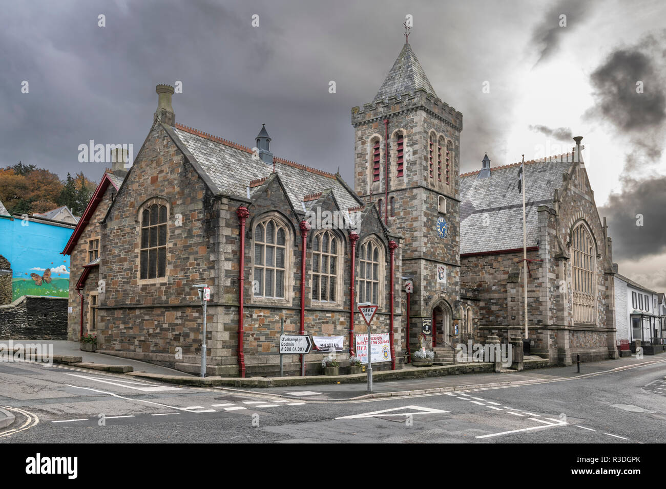 Die Guildhall in Launceston, Cornwall, hatte eine Renovierung im Jahr 2010 und wurde hoch gelobt in der RICS Gebäude Erhaltung South West Awards Stockfoto