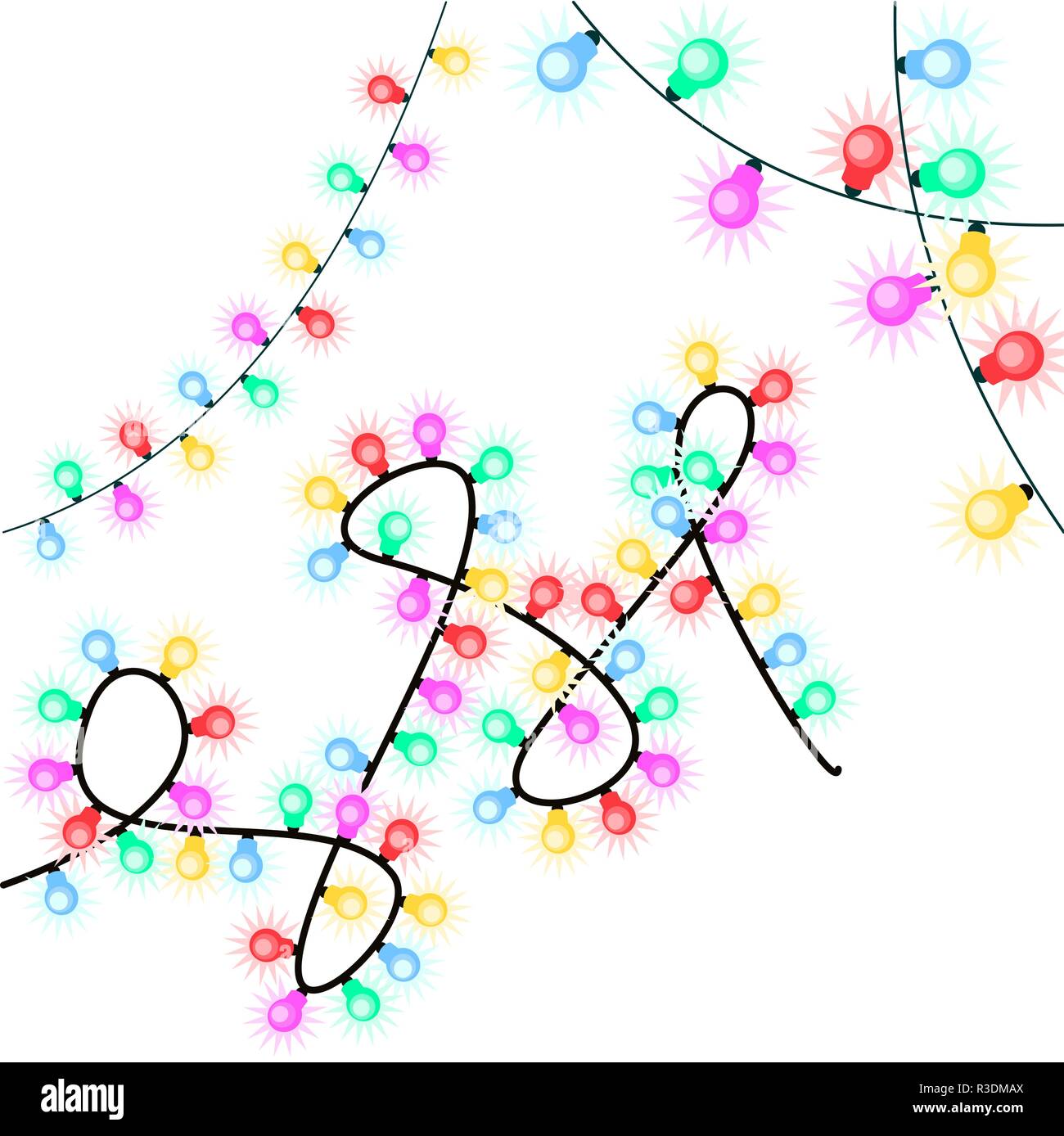 Frohes neues Jahr. Bunte Weihnachten Glühbirne Hintergrund, Rahmen und Muster. Vector Illustration Stock Vektor