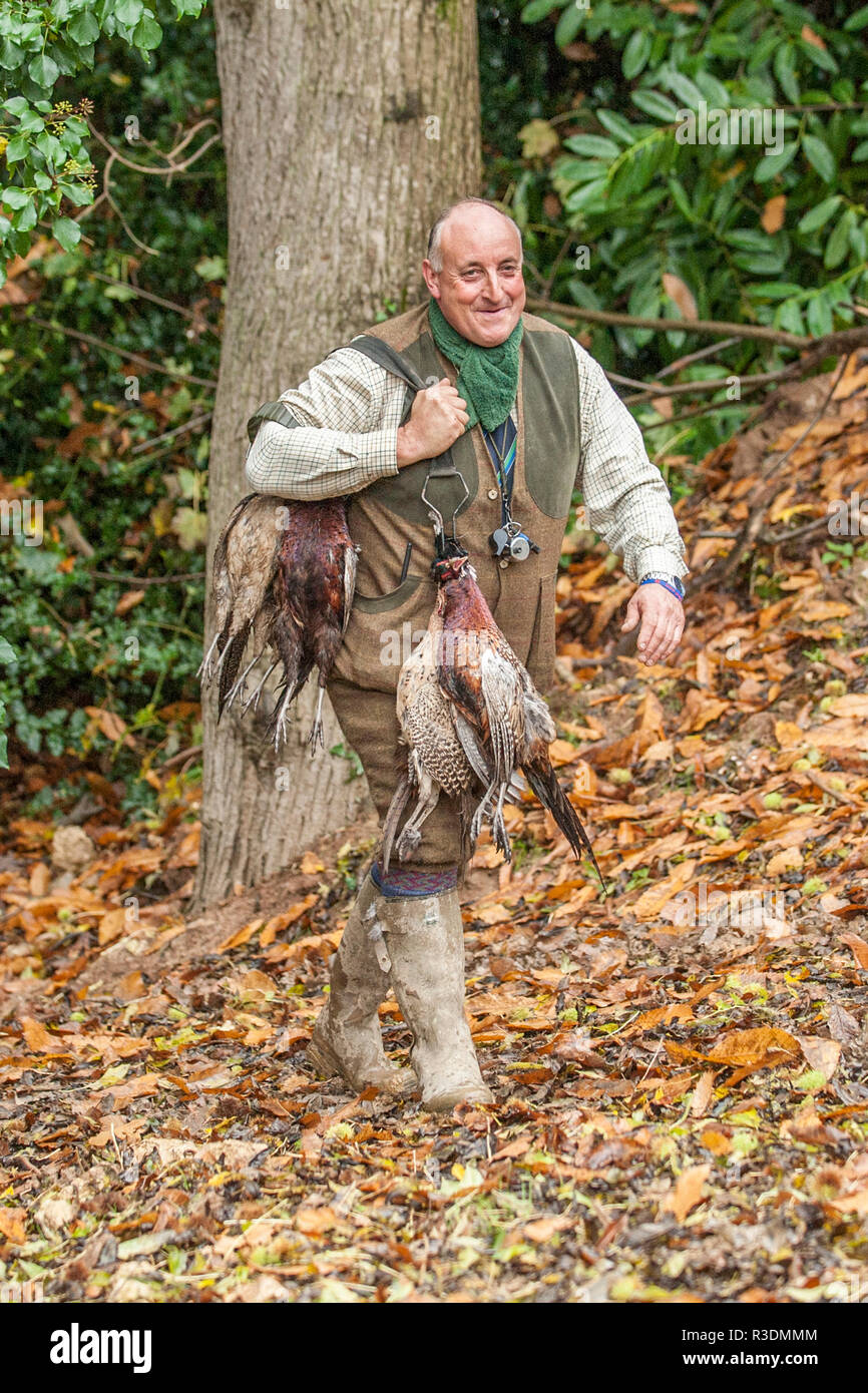 Wildhüter, die Toten Fasane Stockfoto