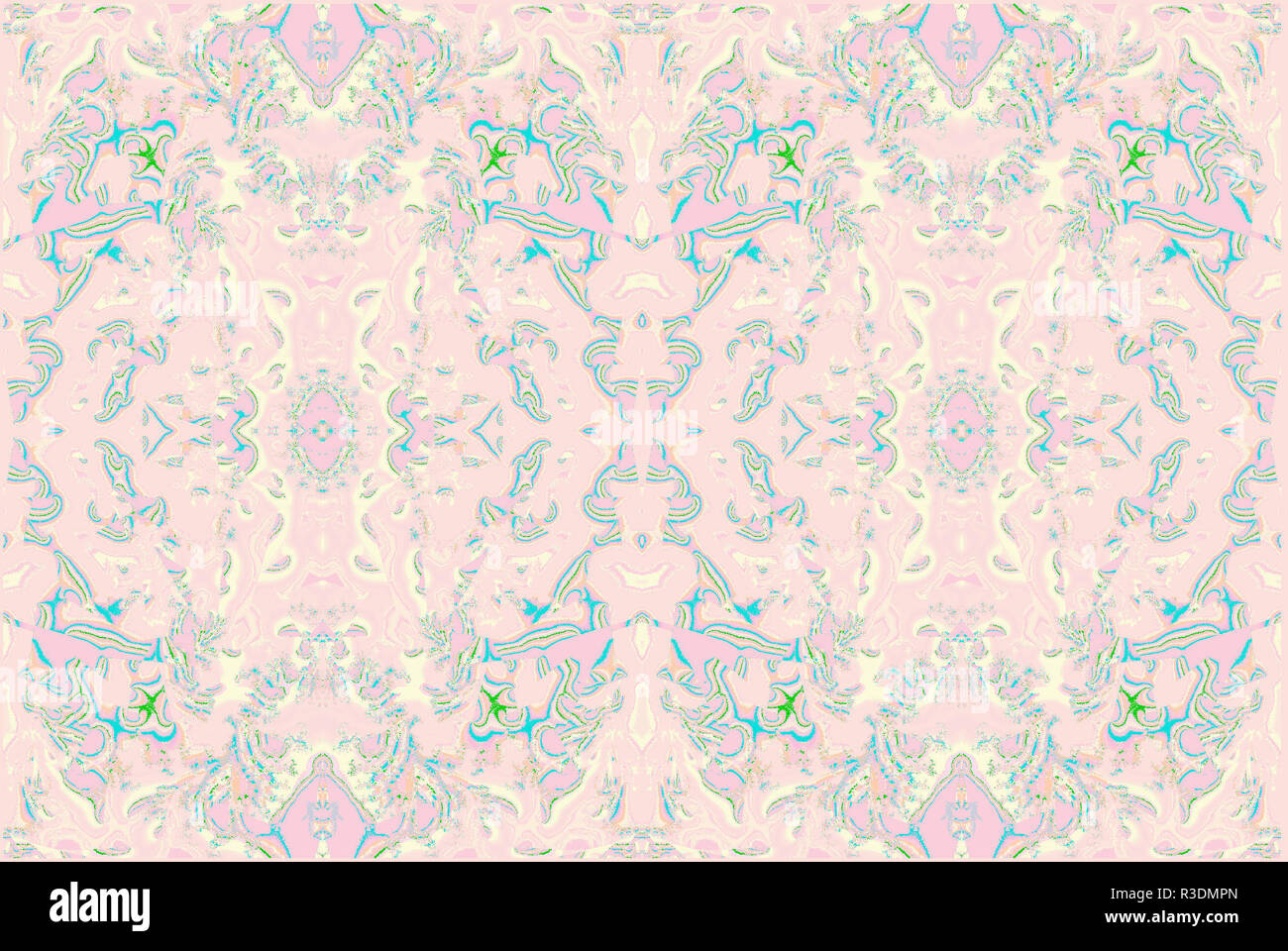 Hintergrund abstrakte endlose Muster barocke Ornamente Pastell auf Rosa Stockfoto