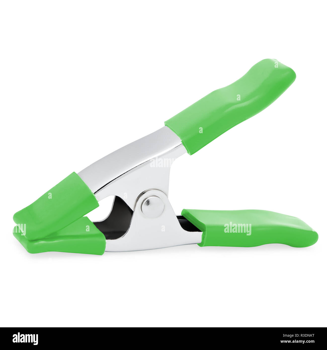 Strong Metal Multi Purpose Utility Clip mit grünen Griffen Stockfoto