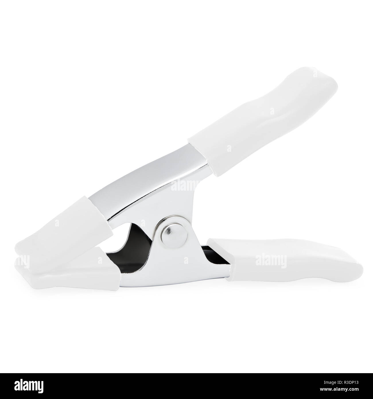 Strong Metal Multi Purpose Utility Clip mit weißen Griffen Stockfoto