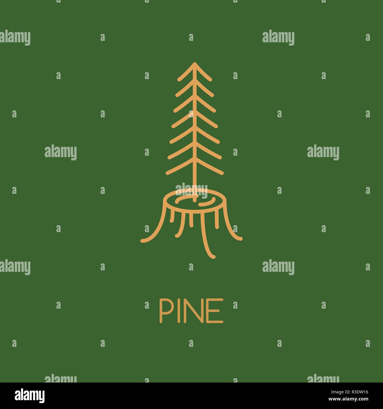 Pine Tree logo Icon Design. Linienstil woods Symbol. Stock Vektor