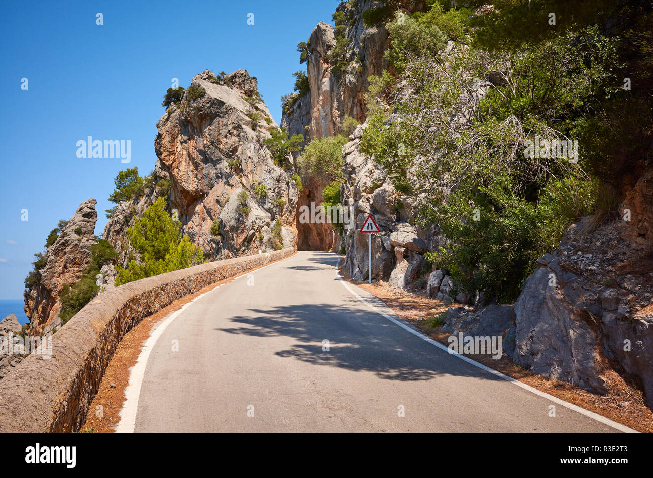 Bild von einem malerischen Mountain Road, Travel Concept, Mallorca, Balearen, Spanien. Stockfoto