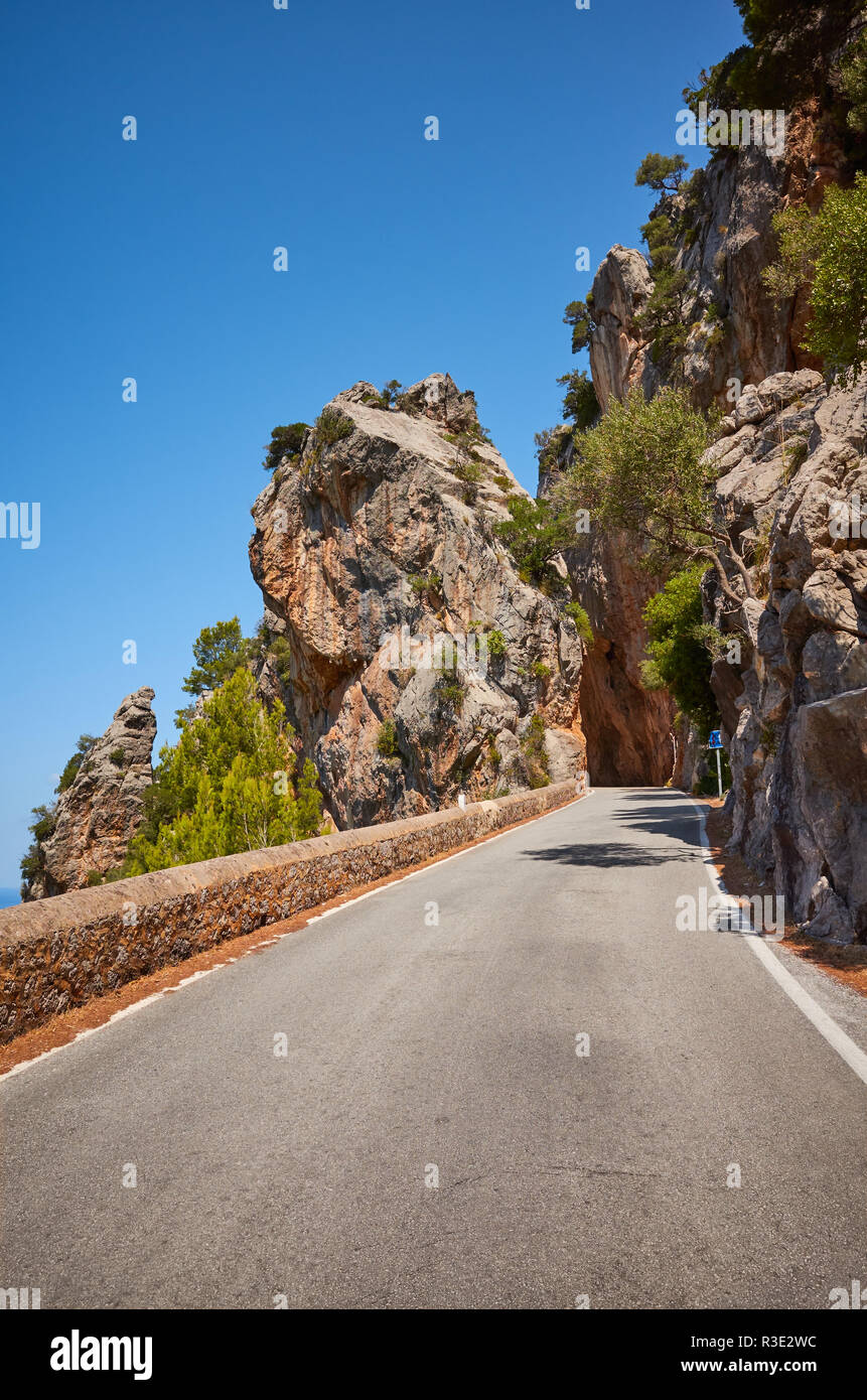 Bild von einem malerischen Mountain Road, Travel Concept, Mallorca, Balearen, Spanien. Stockfoto