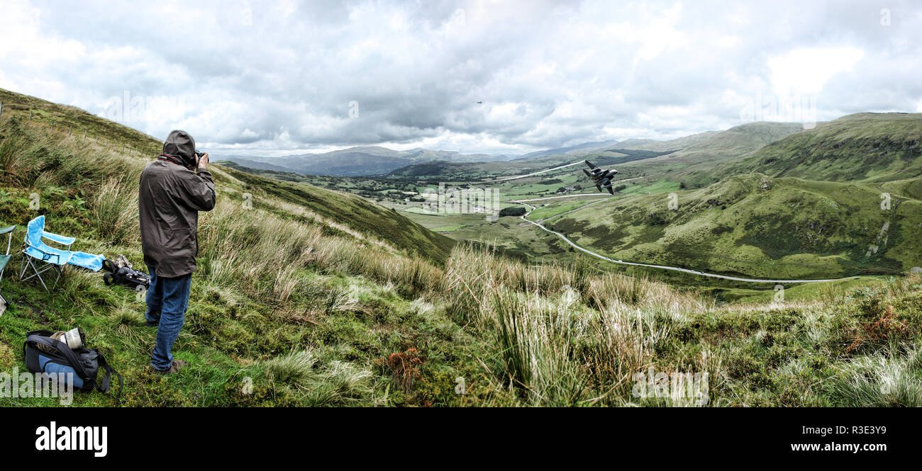 Die Mach Loop in Wales - Low altitude Training Bereich für Luftwaffe Stockfoto