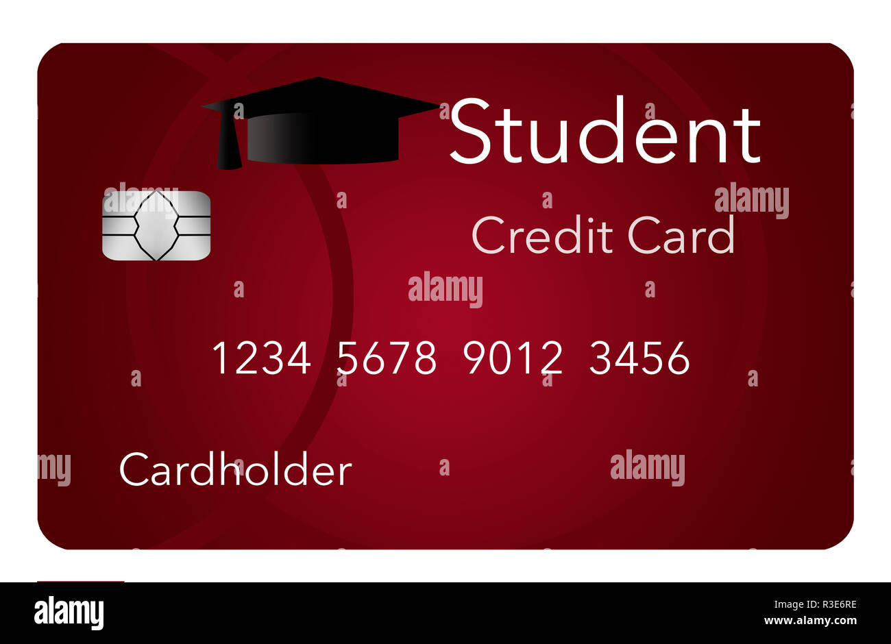 Hier ist ein Mock, generischer student Kreditkarte auf einem weißen Hintergrund. Stockfoto