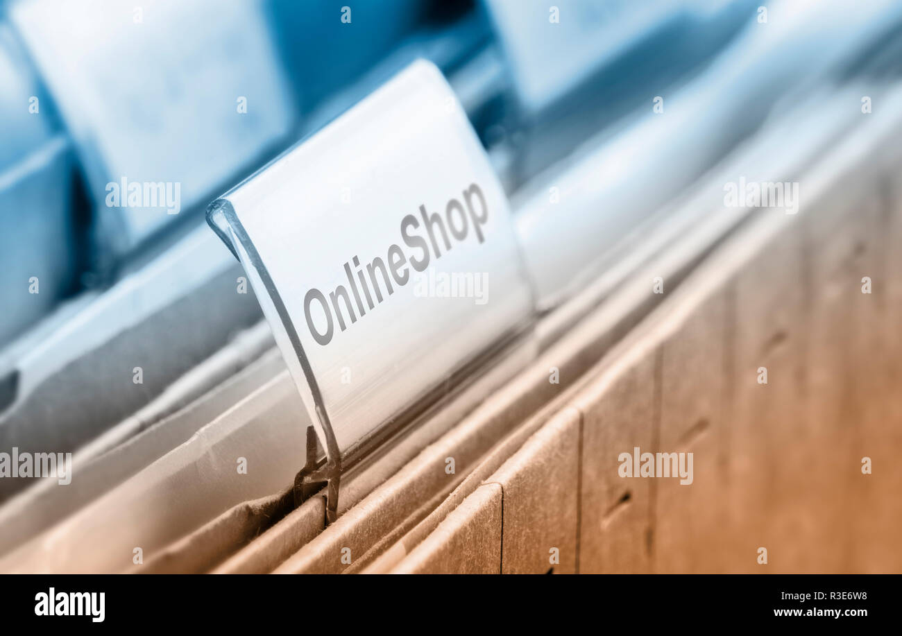 Onlineshop Ablageordner Stockfoto