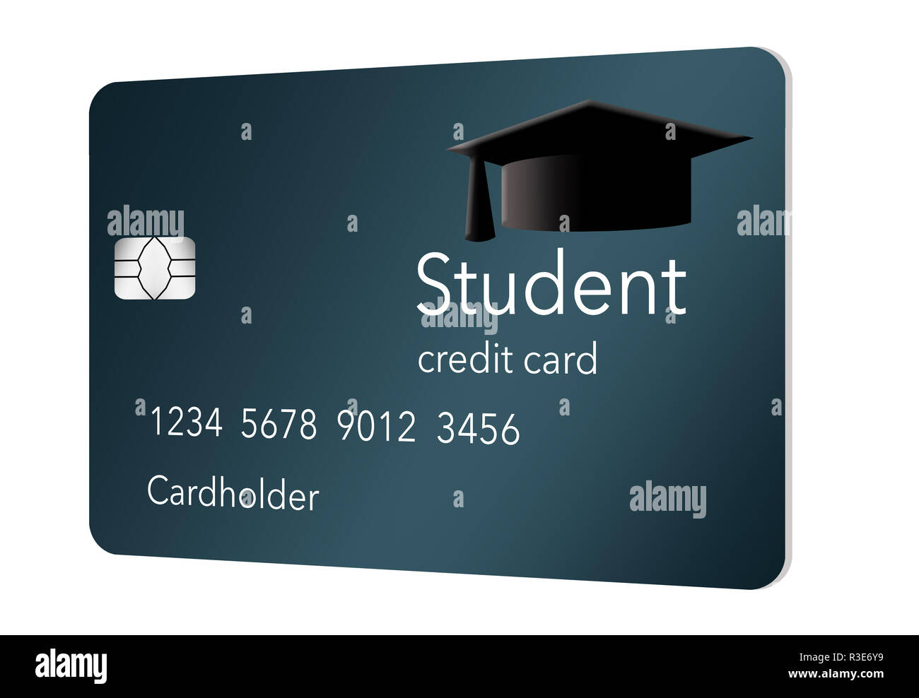 Hier ist ein Mock, generischer student Kreditkarte auf einem weißen Hintergrund. Stockfoto