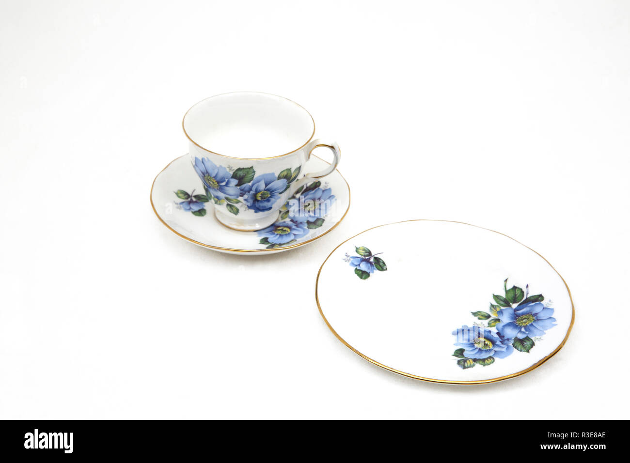 Gainsborough Bone China Tee - Tee Tasse, Untertasse und Platte Stockfoto