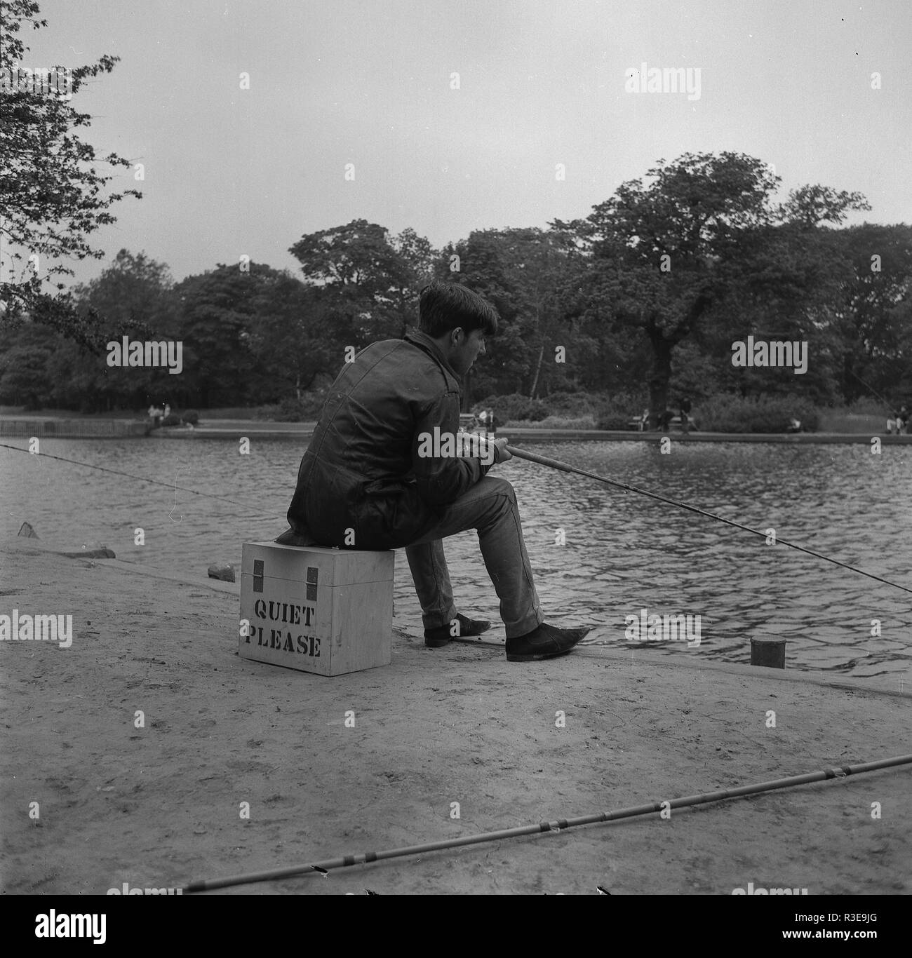 Fischer Ruhe bitte! Stockfoto