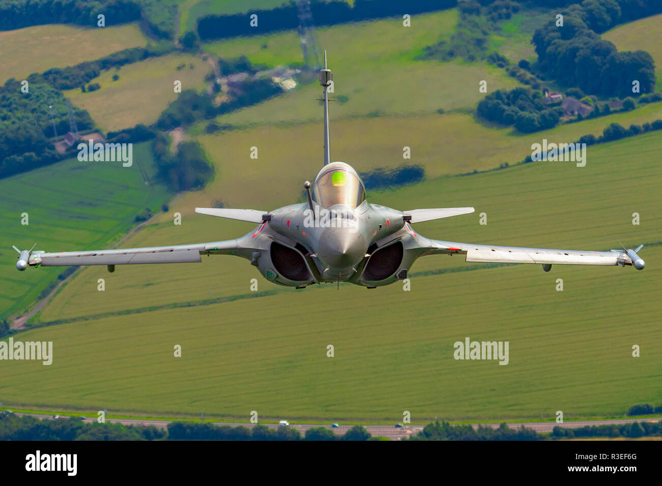 Dassault Rafale ist ein französischer Twin-engine, Canard delta wing, multirole Fighter Aircraft entworfen und von Dassault Aviation gebaut. Mit einem breiten r ausgestattet Stockfoto