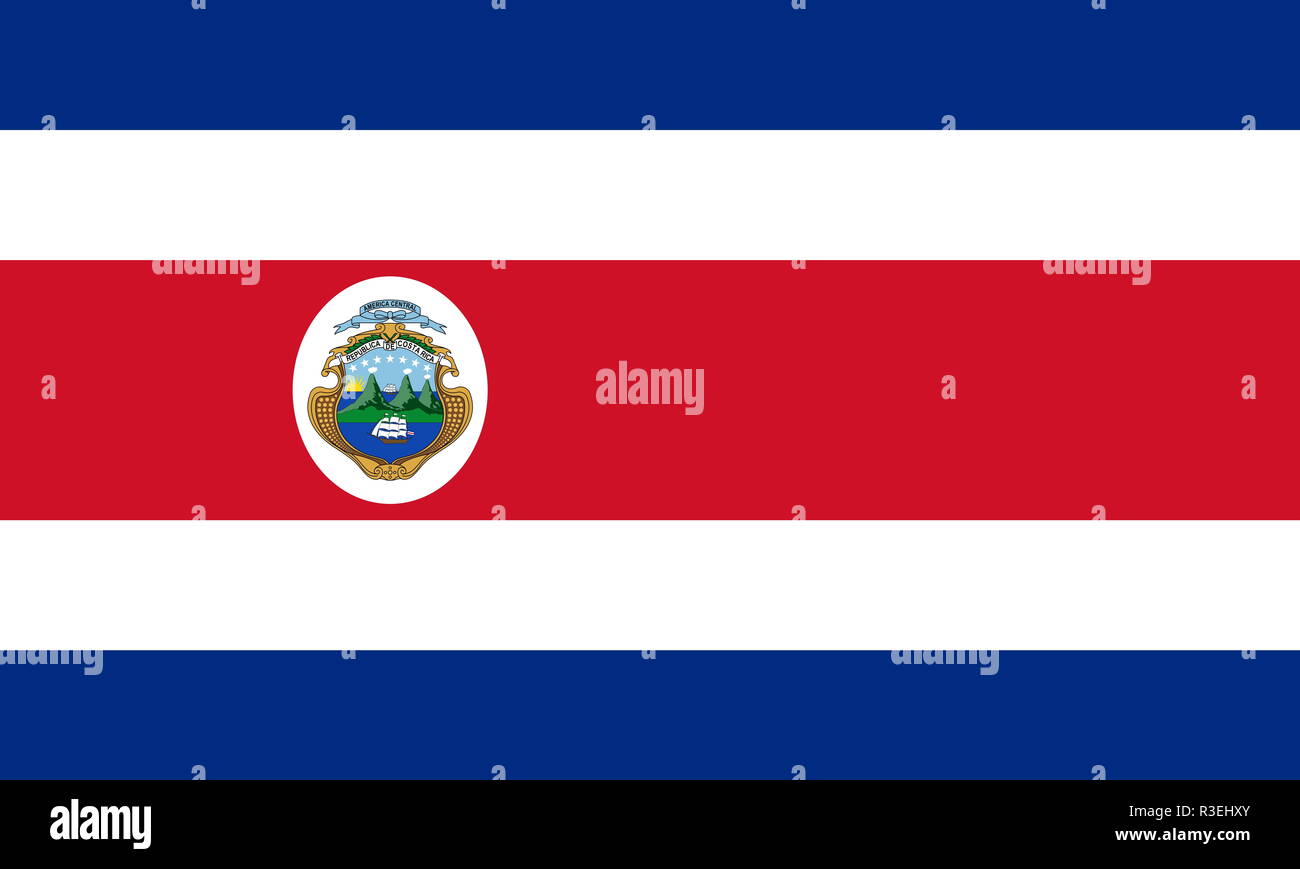 Offizielle großen Flachbild Flagge von Costa Rica Horizontal Stockfoto