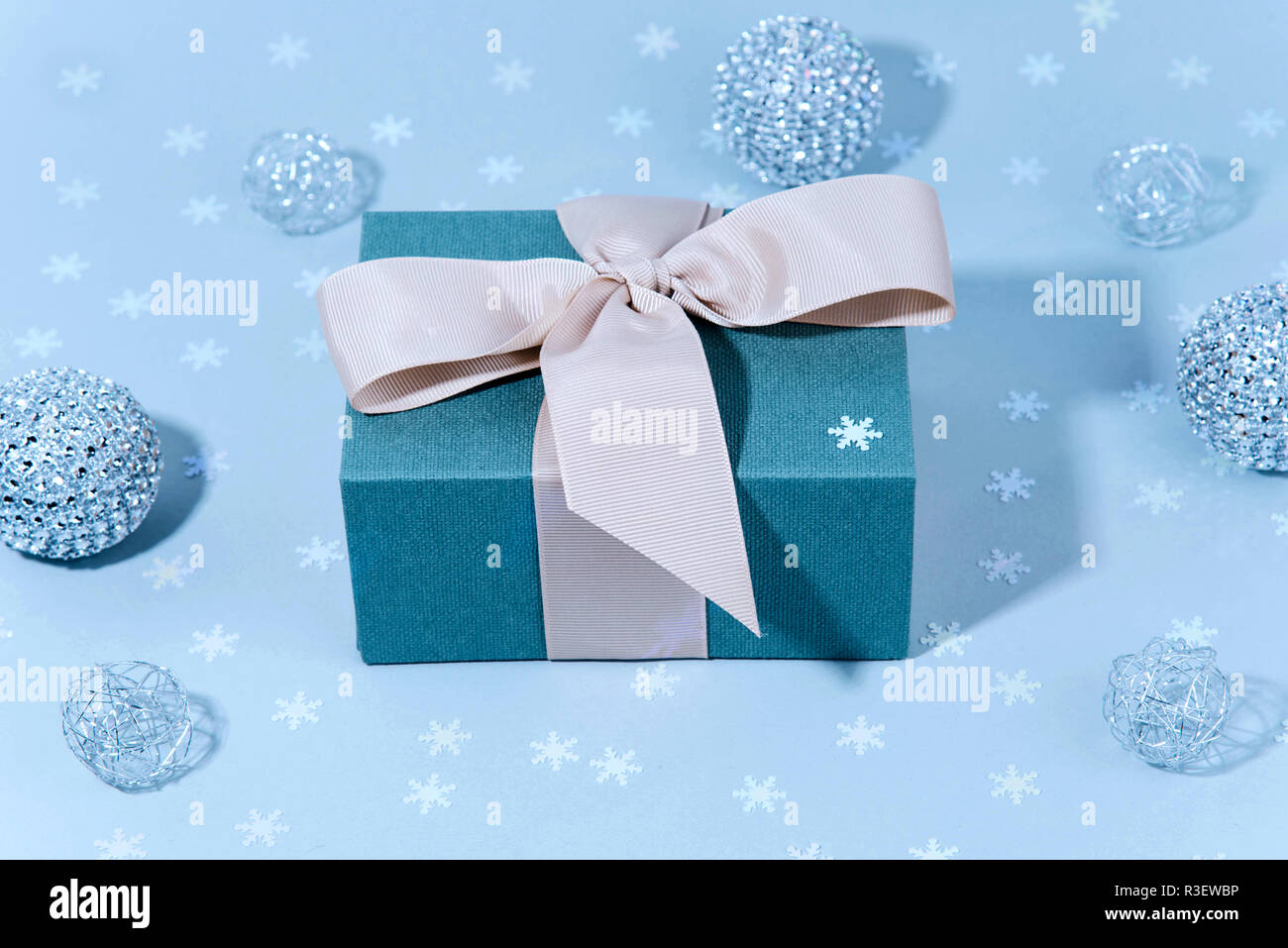 Blau Geschenkverpackung. Stockfoto