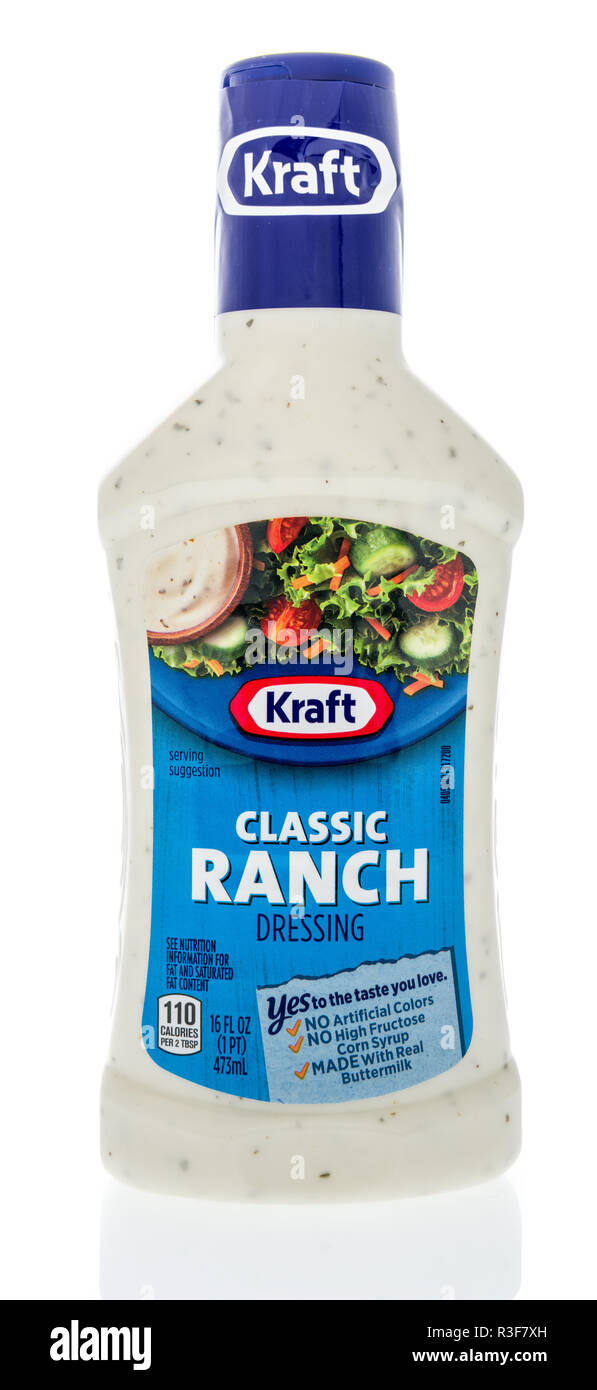 Winneconne, WI - 20. November 2018: eine Flasche Kraftpapier classic Ranch Salatdressing auf einem isolierten Hintergrund. Stockfoto