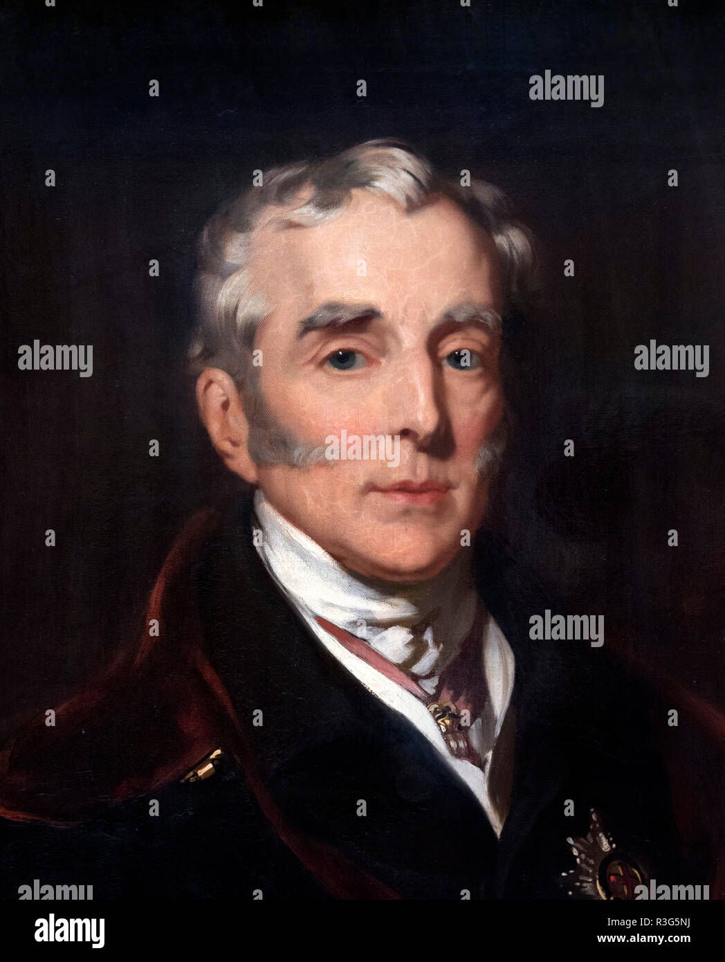 Herzog von Wellington, Portrait von John Lucas, Öl auf Leinwand, 1839. Von einer größeren Malerei Detail, R3G5 NA Stockfoto