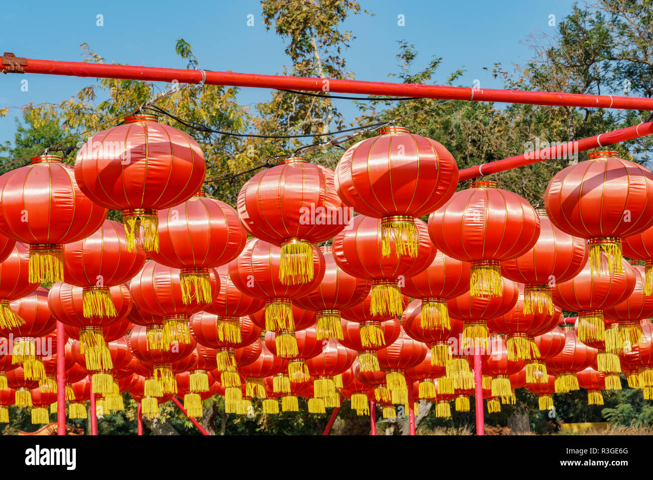 Los Angeles, Nov. 17: Morgen Blick auf die bunten Laternen von Moonlight Wald Festival am 17.November, 2018 in Los Angeles Stockfoto