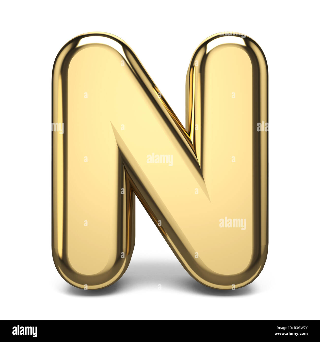 Goldene Schrift Buchstabe N 3d Render Abbildung Auf Weissem Hintergrund Stockfotografie Alamy