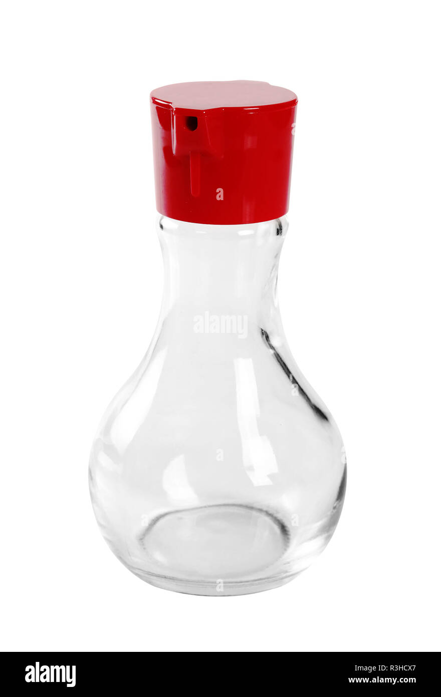 Leer Olivenöl Cruet. Mit Freistellungspfad isoliert. Stockfoto