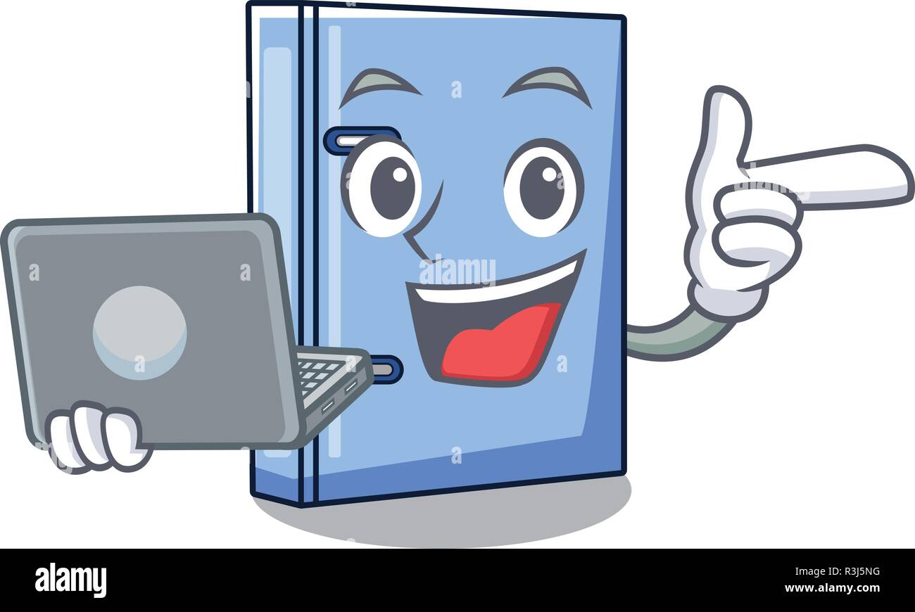 Mit laptop office Binder mit auf Metall Cartoon Stock Vektor