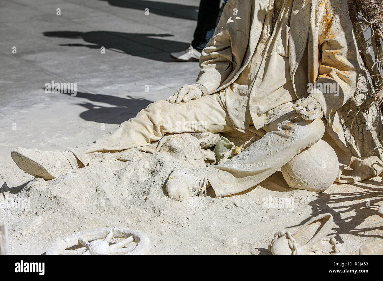 Ungewöhnliche Bild des Sandman, hier auf dem Marienplatz, München, Deutschland gesehen. Stockfoto