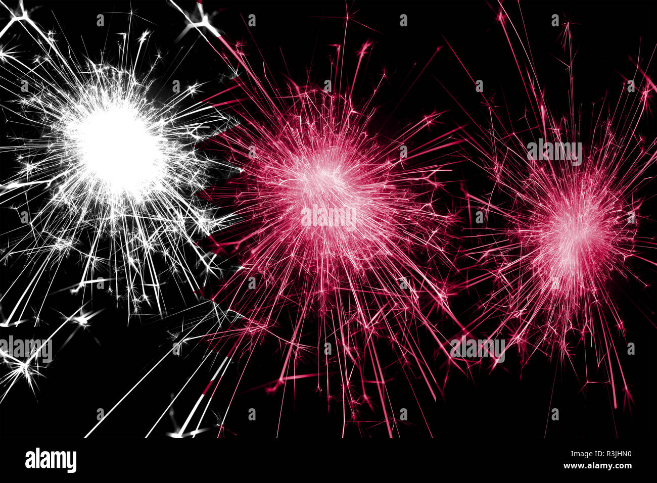 Katar Feuerwerk Sekt Flagge. Neues Jahr, Weihnachten und Nationalen Tag Konzept Stockfoto