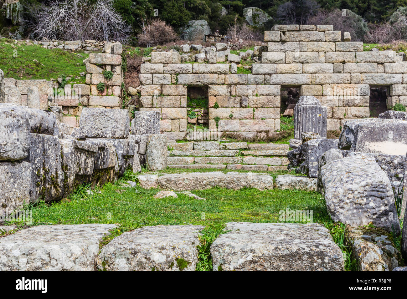 Ortaköy, Provinz Muğla, Türkei, 23. Februar 2013: Labranda archäologische Stätte, dem Tempel des Zeus Labraundeus. Stockfoto