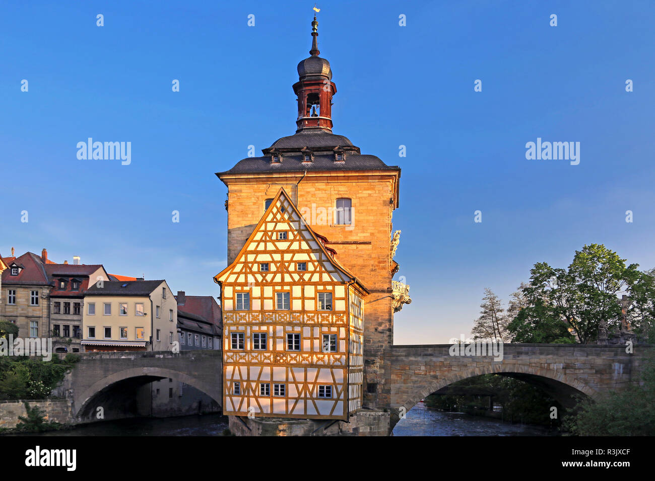 Altes Rathaus in Bamberg im Morgenlicht Stockfoto