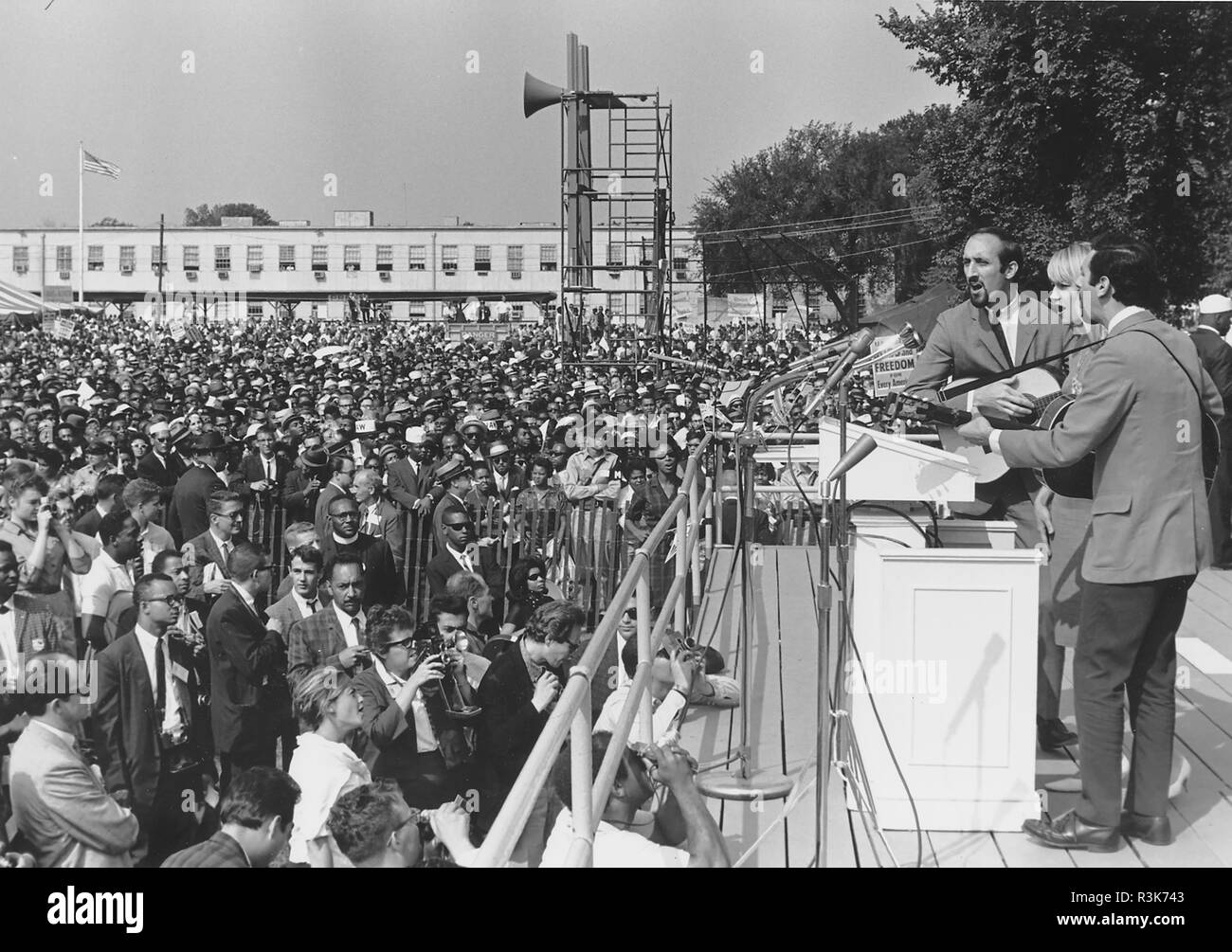 März auf Washington für Jobs und Freiheit, 28. August 1963 - Peter, Paul und Mary durchführen Stockfoto