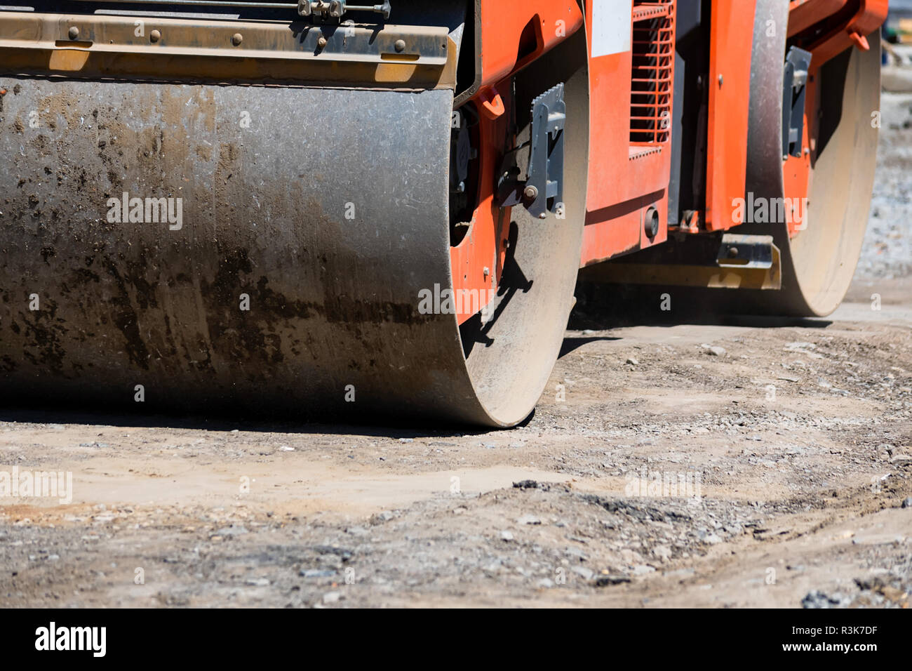 Straßenwalze compactor auf Asphalt Reparatur Stockfoto Straßenwalze compactor auf Asphalt Reparatur Stockfoto