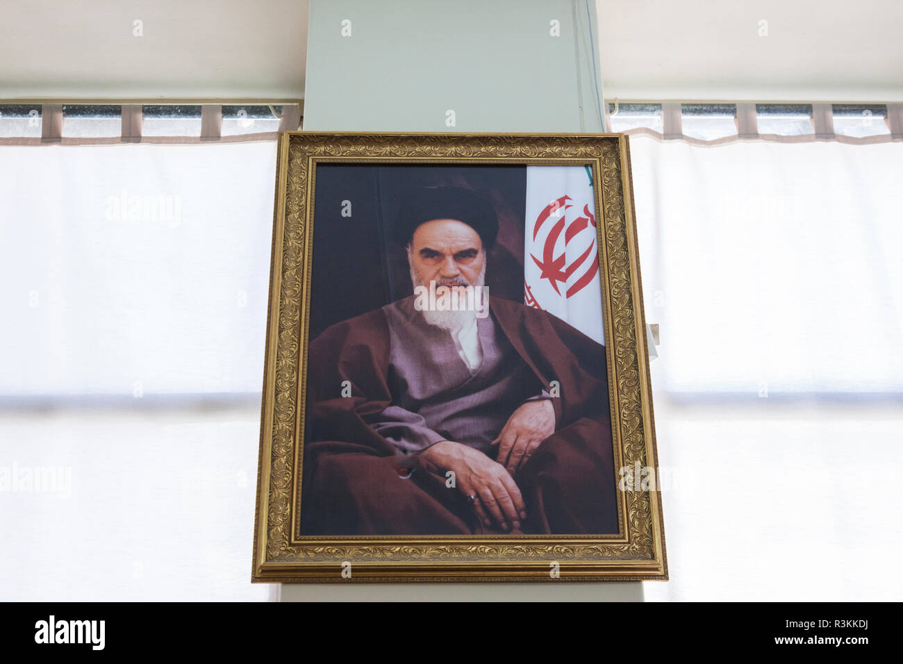 Iran, Teheran, Portrait des ehemaligen religiösen Führer, Ayatollah Khomeini Stockfoto