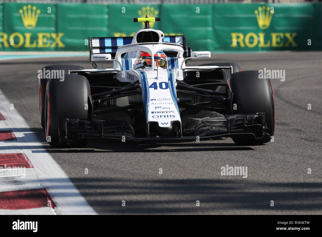 Abu Dhabi, VAE. 23. November 2018. Sport Formel 1 Grand Prix von Abu Dhabi 2018 Im Bild: Robert Kubica (POL) Williams FW41 finden und Treibern für die Entwicklung der Credit: LaPresse/Alamy leben Nachrichten Stockfoto