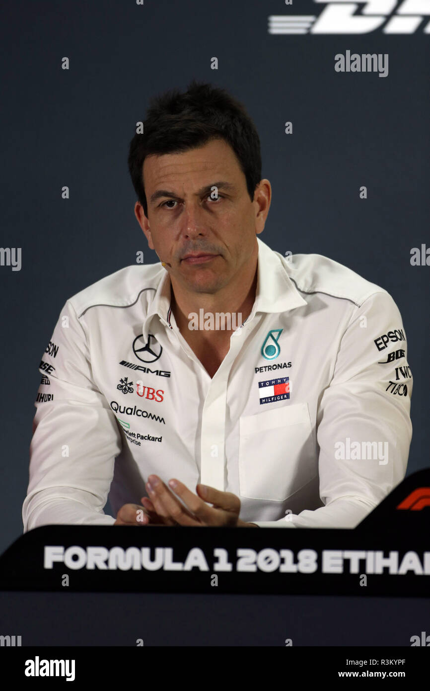 Abu Dhabi, VAE. 23. Nov 2018. Sport Formel 1 Grand Prix von Abu Dhabi 2018 Im Bild: Toto Wolff (GER) Mercedes AMG W 1 Gesellschafter und Geschäftsführer der Credit: LaPresse/Alamy leben Nachrichten Stockfoto