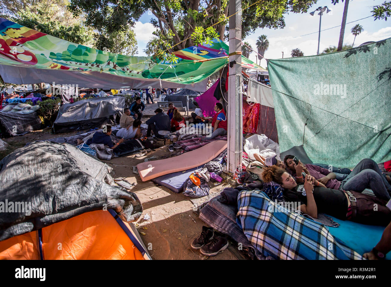 Tijuana Mexiko 23 Nov 2018 Migrantinnen Aus Mittelamerika Auf Einen Standort Im Norden Der Mexikanischen Stadt