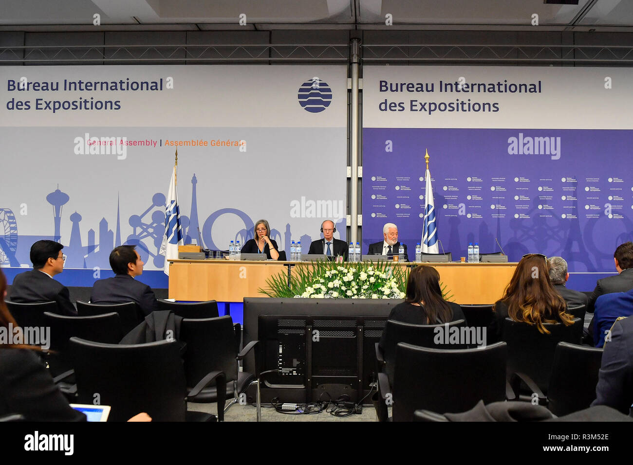 Paris. 23 Nov, 2018. Foto an November 23, 2018 zeigt die 164. Generalversammlung des Bureau International des Expositions (BIE) in Paris. Frankreich-basierte BIE verkündete am Freitag, dass Japan host World Expo 2025. Credit: Chen Yichen/Xinhua/Alamy leben Nachrichten Stockfoto