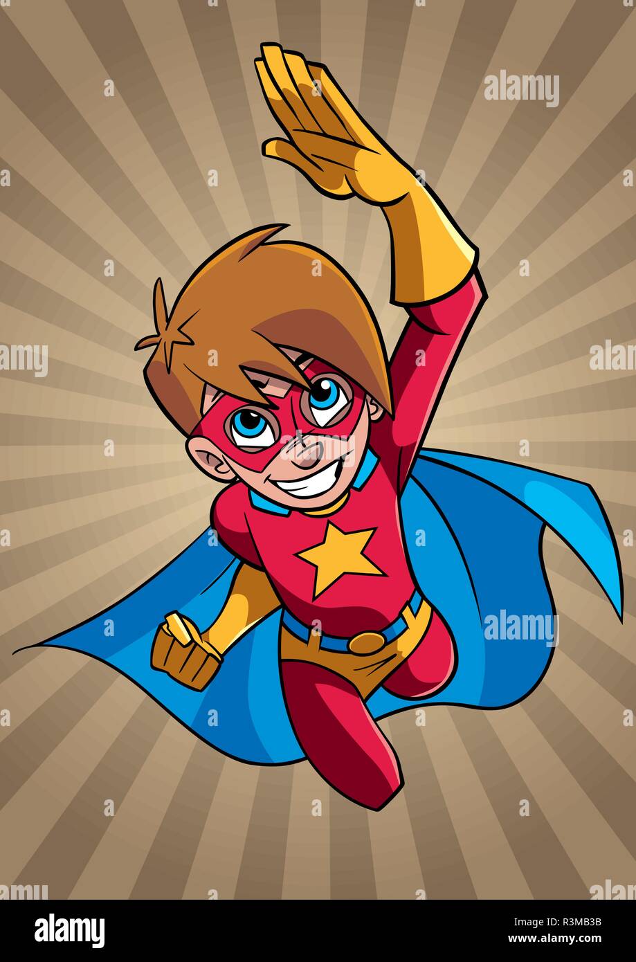 Super Boy Flying Ray hellen Hintergrund Stock Vektor